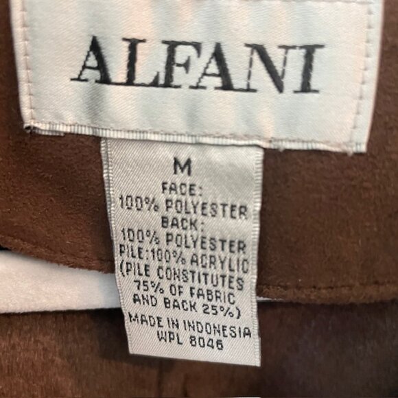 ALFANI PRE-OWNED BROWN PLUSH COAT JACKET SIZE M